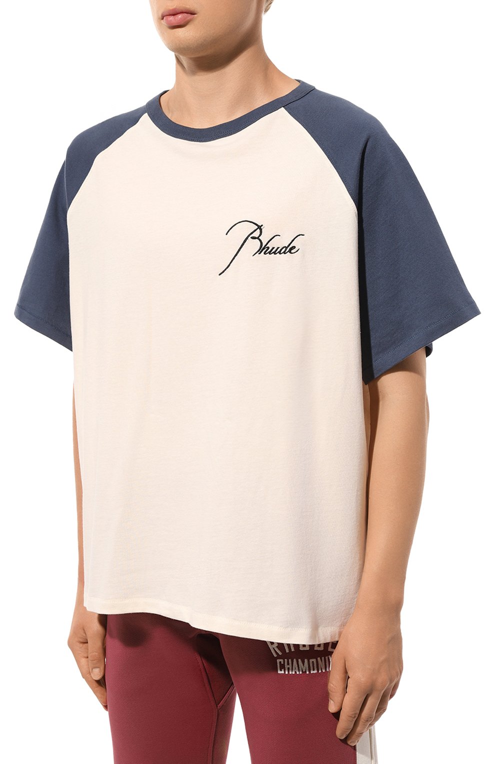 Хлопковая футболка RHUDE кремового цвета по цене 43800 руб., арт. RHPS24TT07012155, фото 3 Хлопковая футболка RHUDE, арт. RHPS24TT07012155, фото 3