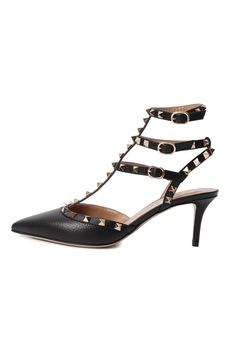 Женские кожаные туфли rockstud VALENTINO черного цвета, арт. 6W2S0375/VCE | Фото 4 (Материал внешний: Натуральная кожа; Подошва: Плоская; Драгоценные камни: Проставлено; Материал внутренний: Натуральная кожа; Материал сплава: Проставлено; Каблук высота: Средний; Каблук тип: Шпилька)