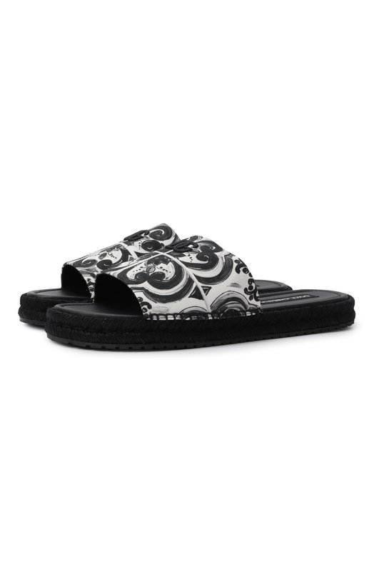 Комбинированные шлепанцы Dolce & Gabbana A80544/AJ235 Чёрно-белый A80544/AJ235