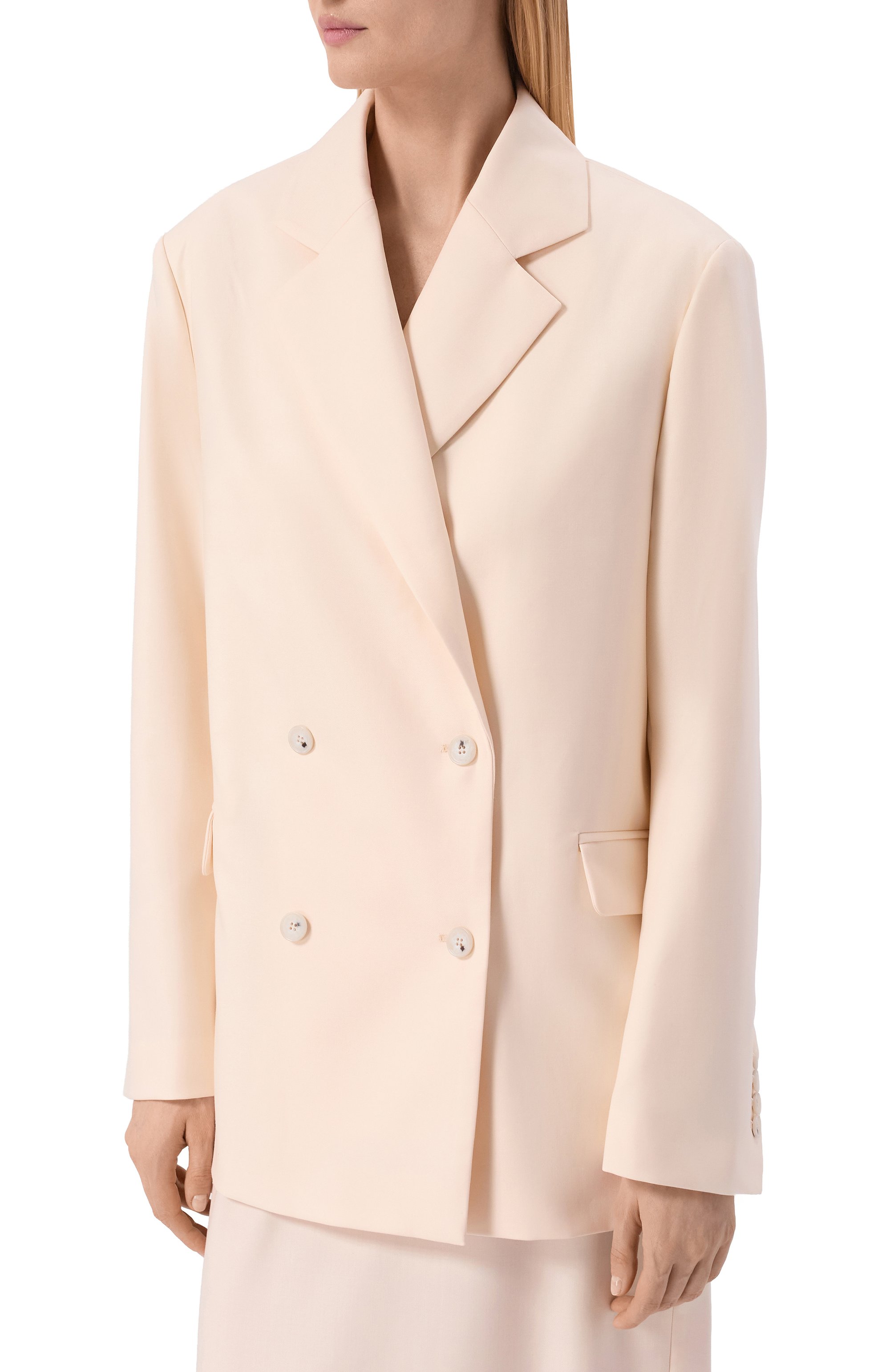 Шерстяной жакет LOULOU DE SAISON кремового цвета по цене 54550 руб., арт. D0NAU LDS, фото 3 Шерстяной жакет LOULOU DE SAISON, арт. D0NAU LDS, фото 3