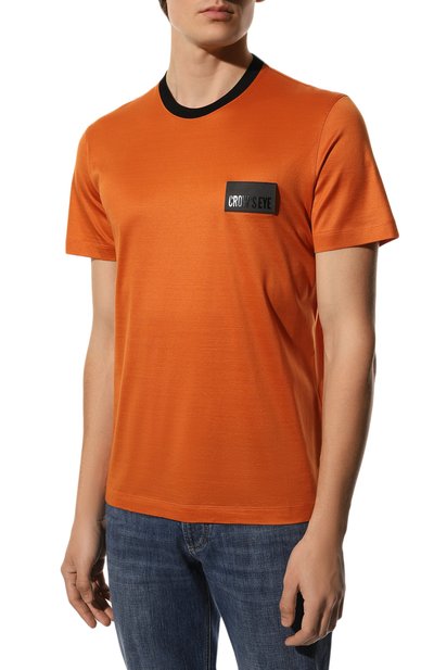 Хлопковая футболка CROW’S EYE оранжевого цвета по цене 21250 руб., арт. LE 61, фото 3 Хлопковая футболка CROW’S EYE, арт. LE 61, фото 3