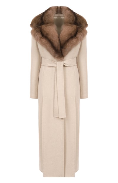 Женское пальто с отделкой из меха соболя MVST, арт. FTBPL-X1306-9SB/LP1447