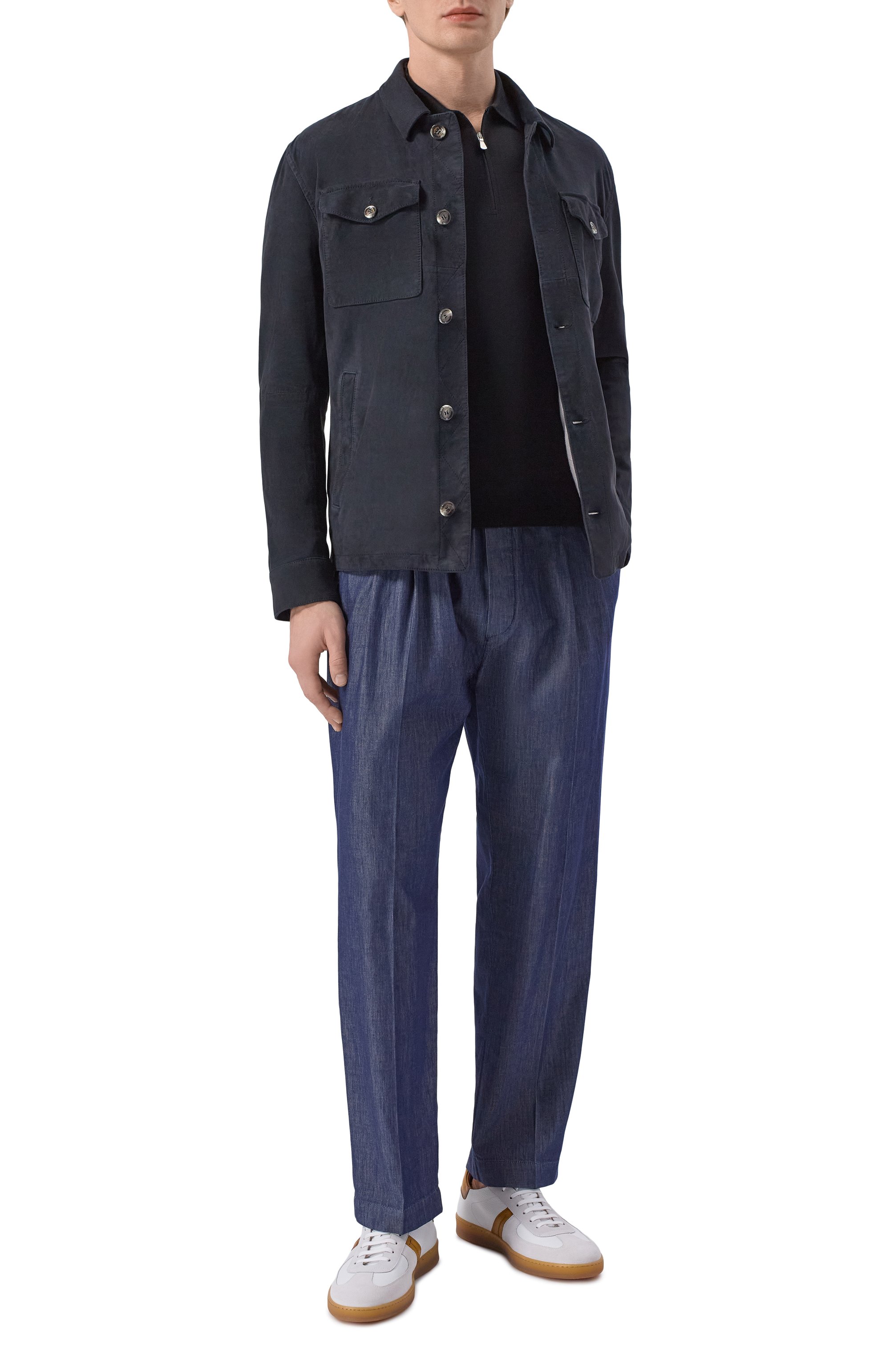 Поло из шелка и хлопка GRAN SASSO черного цвета по цене 37200 руб., арт. 43166/16290, фото 2 Поло из шелка и хлопка GRAN SASSO, арт. 43166/16290, фото 2