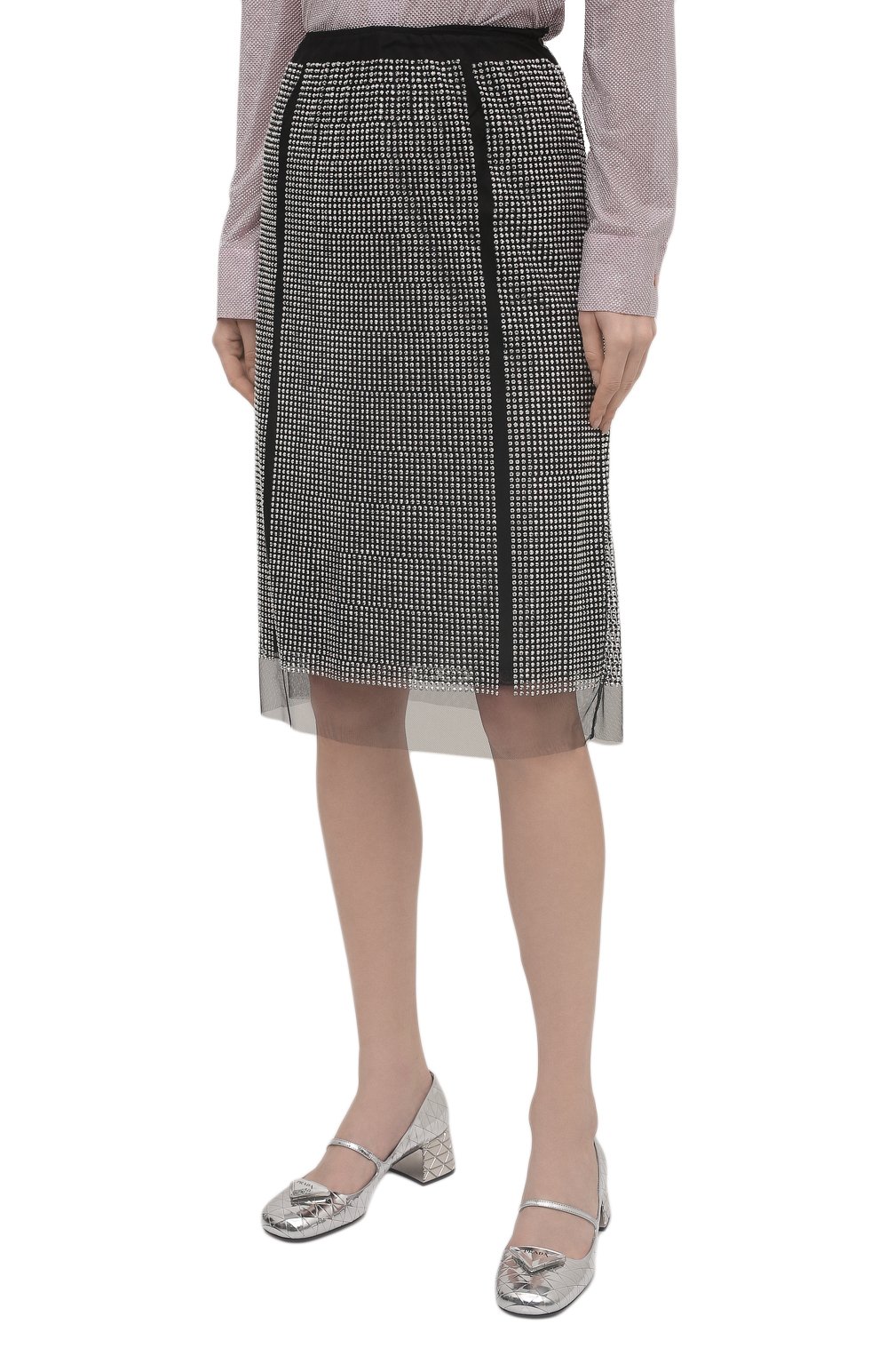 Юбка с отделкой стразами PRADA, арт. P140TR-1Z4U-F0118-221, фото 3