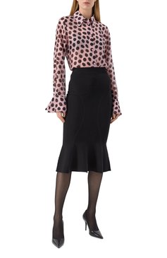 Женская шелковая блузка NINA RICCI розового цвета, арт. 25PCT0007/SE1404 | Фото 2 (Материал внешний: Шелк; Рукава: Длинные; Длина (для топов): Стандартные; Стили: Кэжуэл; Принт: С принтом; Женское Кросс-КТ: Блуза-одежда)