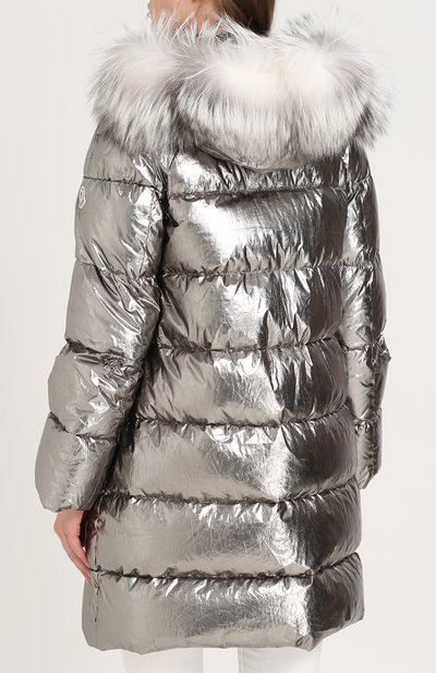 Стеганый пуховик с отделкой из меха лисы MONCLER, арт. C2-093-49973-25-549F8, фото 4