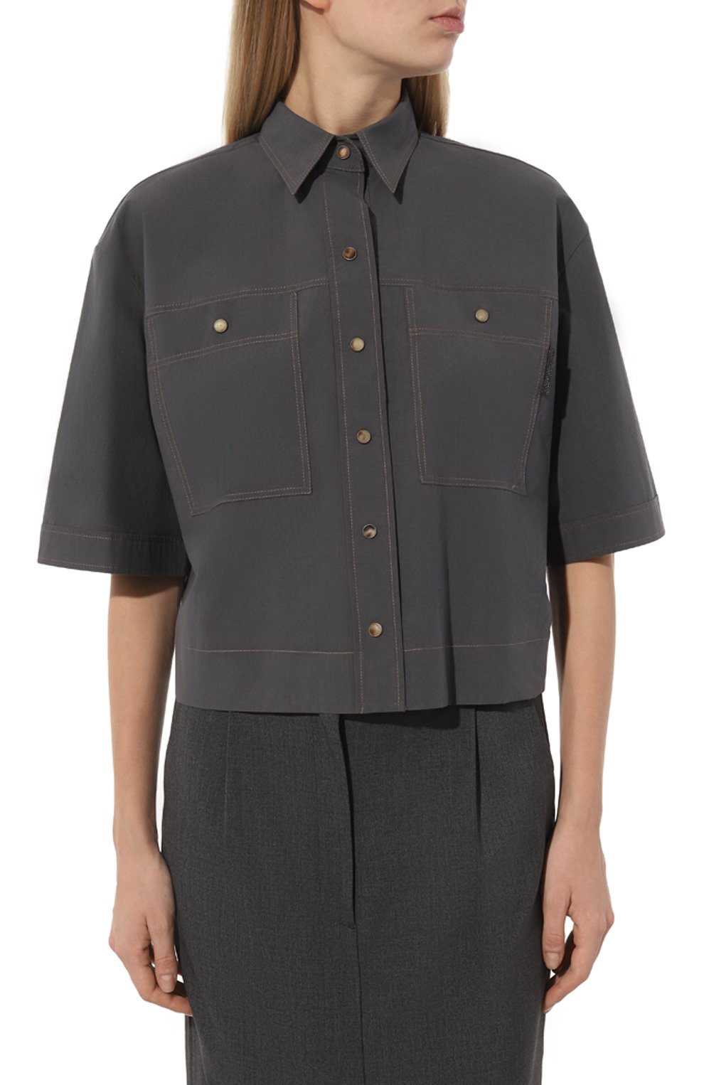 Хлопковая рубашка BRUNELLO CUCINELLI, арт. ML949B1348, фото 3