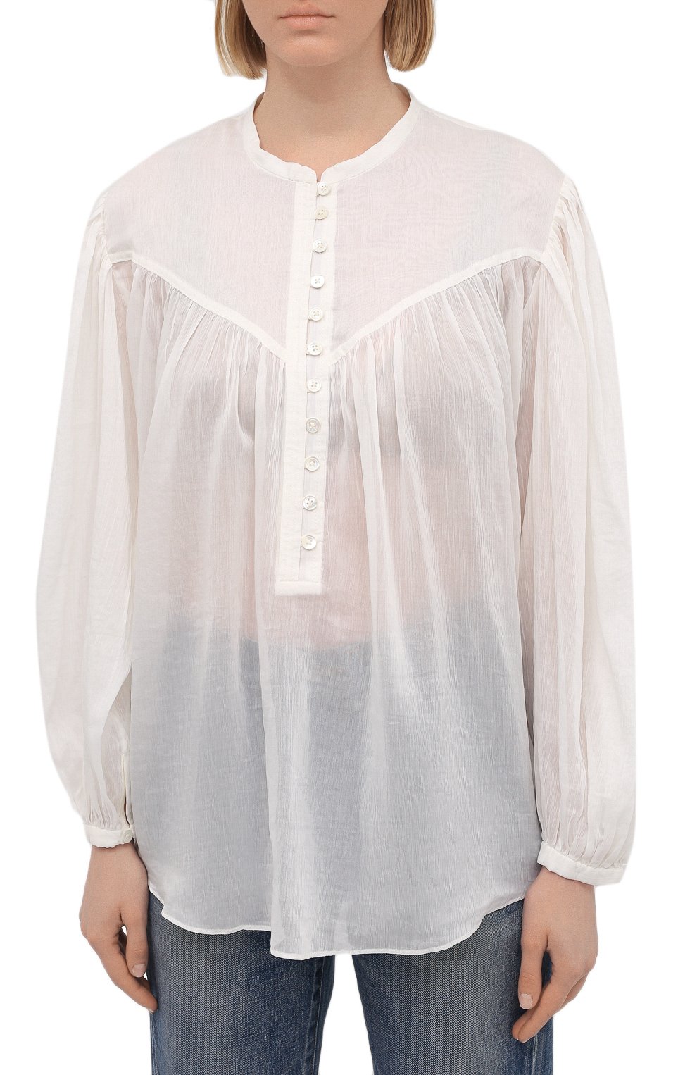 Хлопковая блузка ISABEL MARANT белого цвета по цене 64750 руб., арт. HT2066-21E025I/KILEDIA, фото 3 Хлопковая блузка ISABEL MARANT, арт. HT2066-21E025I/KILEDIA, фото 3