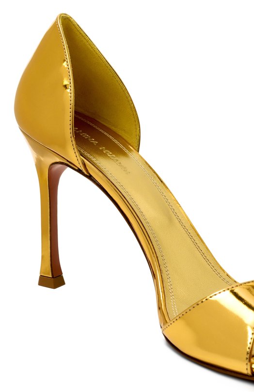 Лакированные босоножки Agnese 95 Amina Muaddi AGNESE SANDAL Золотой  AGNESE SANDAL Фото 7