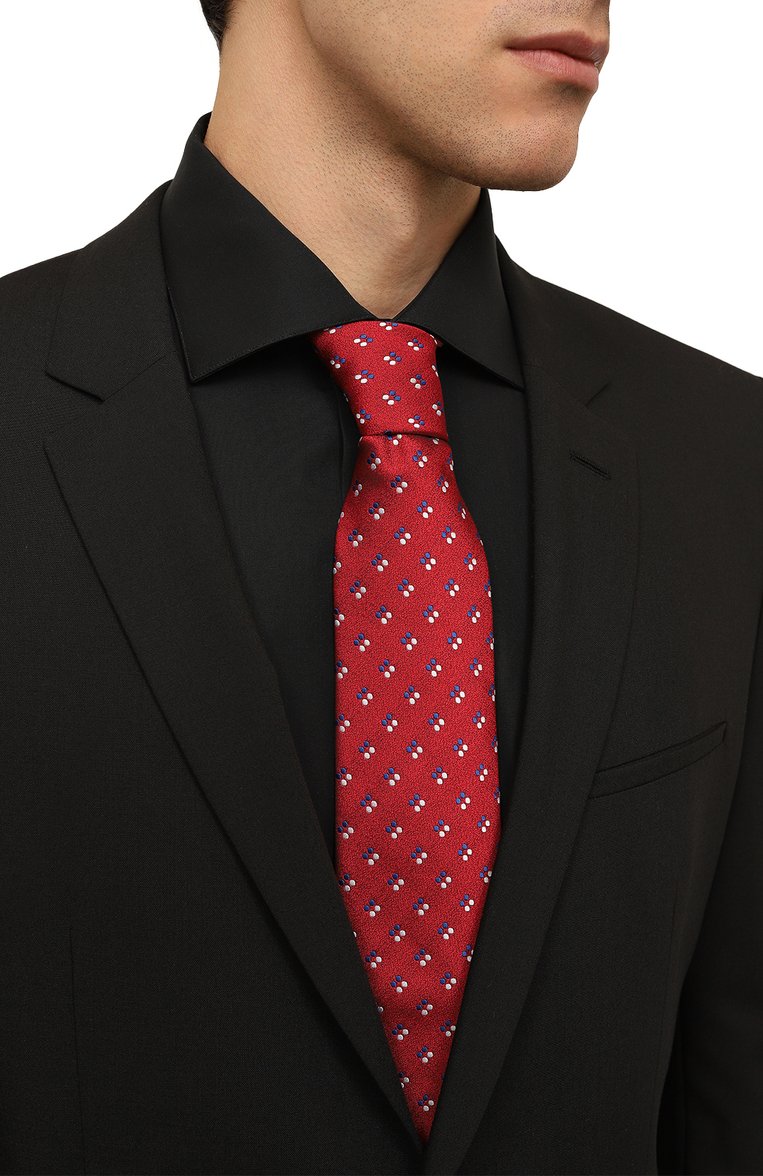 Мужской шелковый галстук BROUBACK красного цвета, арт. TIE 8CM/SS24 | Фото 2 (Материал: Шелк, Текстиль; Материал сплава: Проставлено; Нос: Не проставлено; Принт: С принтом)