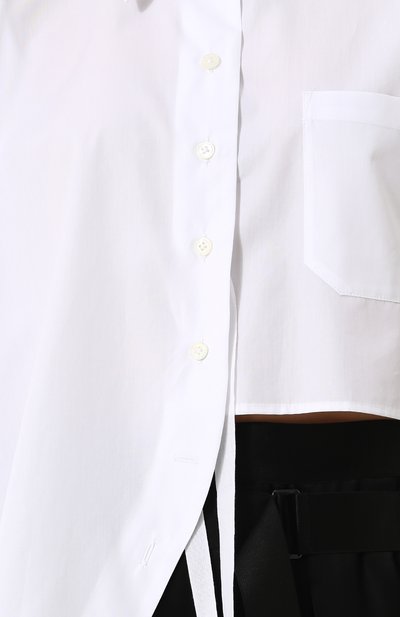 Однотонная хлопковая блуза асимметричного кроя ANN DEMEULEMEESTER, арт. 1801-2022-128-001, фото 5