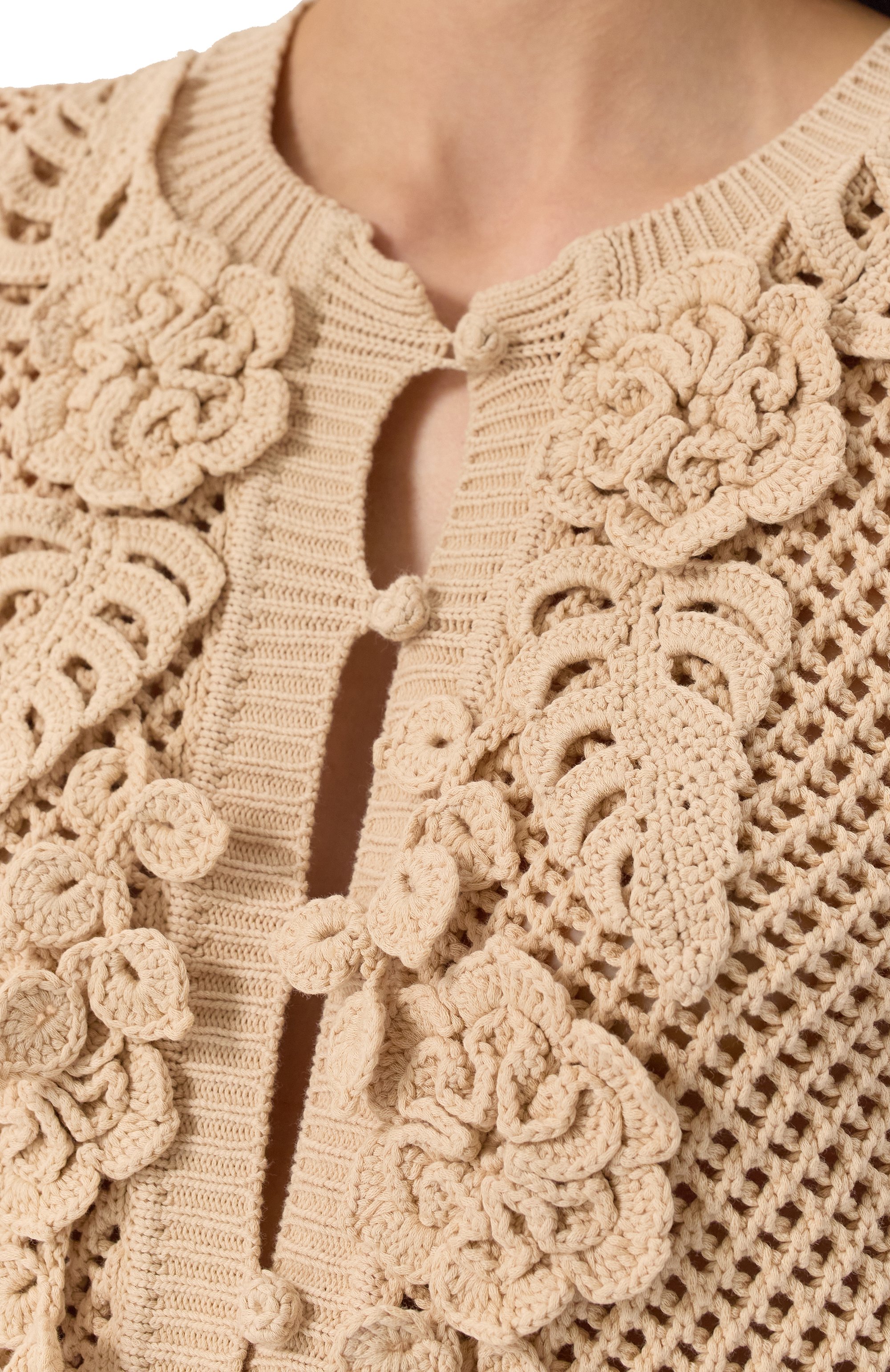 Хлопковый кардиган ELIE SAAB бежевого цвета по цене 263500 руб., арт. J0125ES25, фото 5 Хлопковый кардиган ELIE SAAB, арт. J0125ES25, фото 5