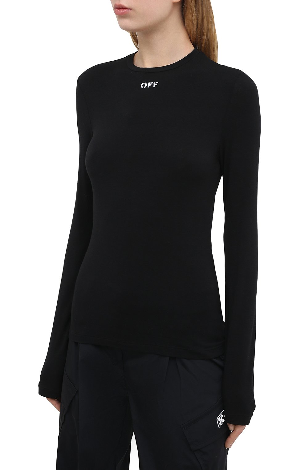 Лонгслив OFF-WHITE черного цвета по цене 26700 руб., арт. 0WAD136F20JER0011001, фото 3 Лонгслив OFF-WHITE, арт. 0WAD136F20JER0011001, фото 3
