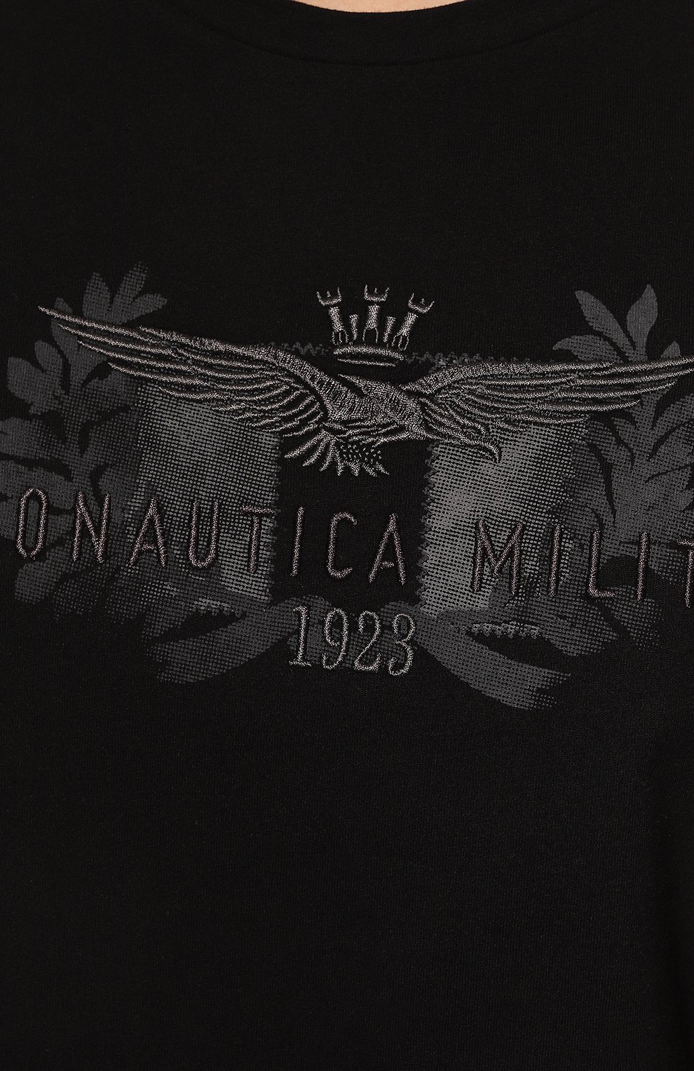 Хлопковая футболка AERONAUTICA MILITARE черного цвета по цене 8670 руб., арт. 222TS2038DJ496, фото 5 Хлопковая футболка AERONAUTICA MILITARE, арт. 222TS2038DJ496, фото 5