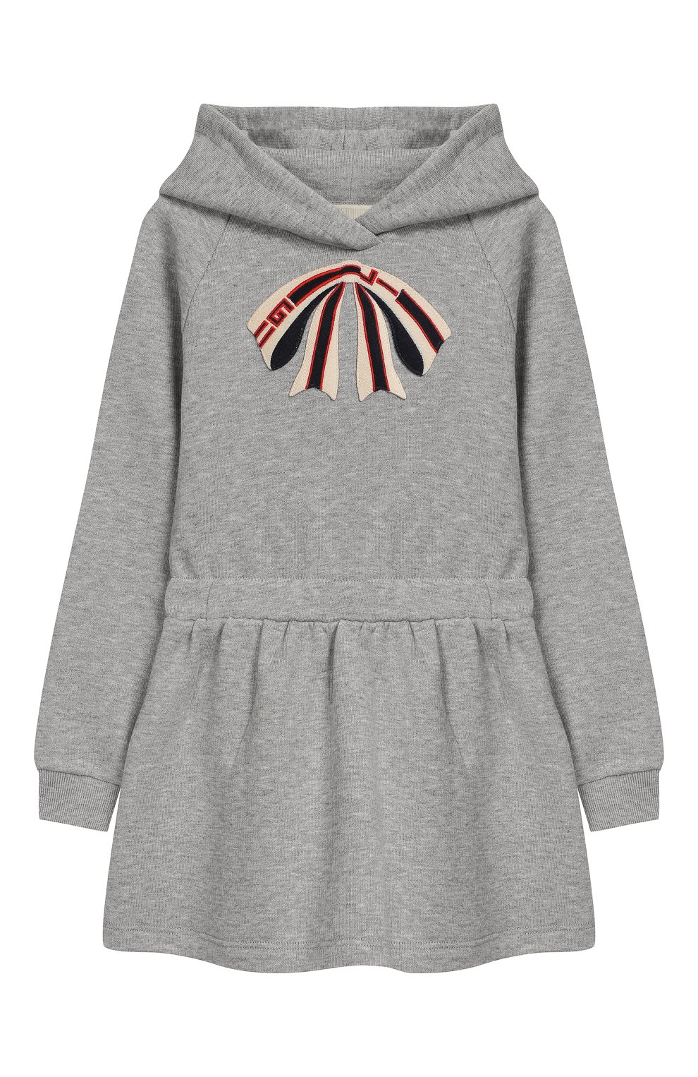 Хлопковое платье с капюшоном GUCCI серого цвета по цене 23000 руб., арт. 518786/X9W09, фото 1 Хлопковое платье с капюшоном GUCCI, арт. 518786/X9W09, фото 1