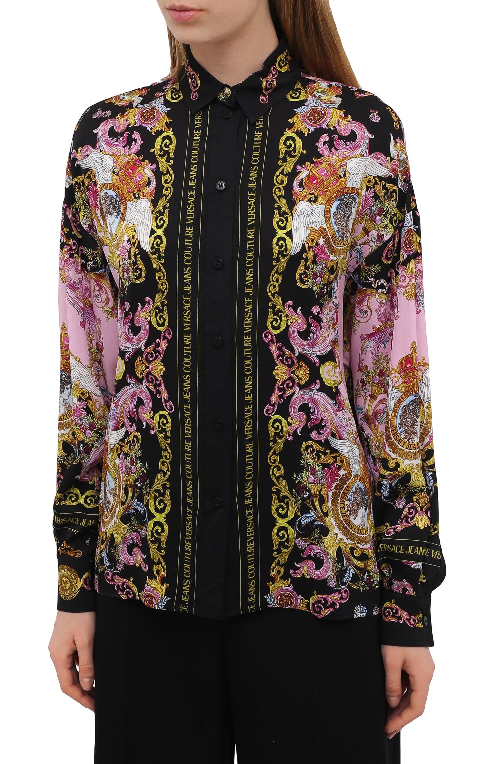 Рубашка из вискозы VERSACE JEANS COUTURE разноцветного цвета по цене 45250 руб., арт. B0HWA601-WDP211/S0229, фото 3 Рубашка из вискозы VERSACE JEANS COUTURE, арт. B0HWA601-WDP211/S0229, фото 3