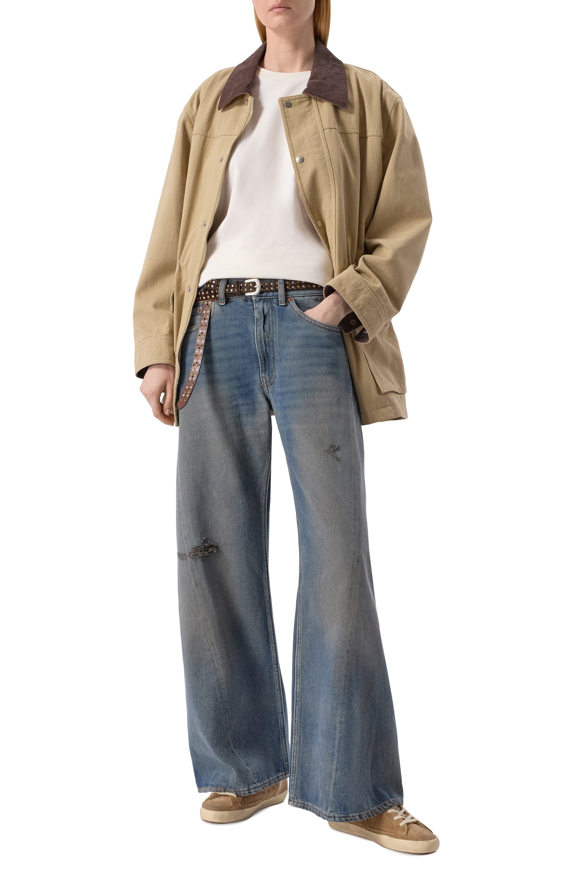 Замшевые кеды super star GOLDEN GOOSE DELUXE BRAND бежевого цвета по цене 77300 руб., арт. GWF00103.F006893, фото 2 Замшевые кеды super star GOLDEN GOOSE DELUXE BRAND, арт. GWF00103.F006893, фото 2