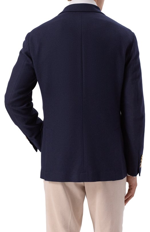 Пиджак из шерсти и шелка Brunello Cucinelli MN4857BDD Синий  MN4857BDD Фото 6
