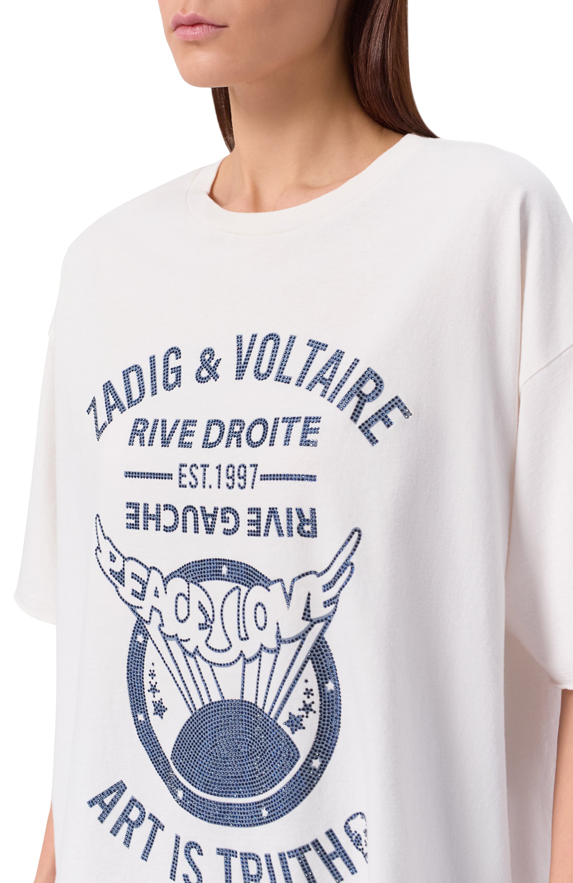 Хлопковая футболка ZADIG AND VOLTAIRE, арт. JWTS02903, фото 5