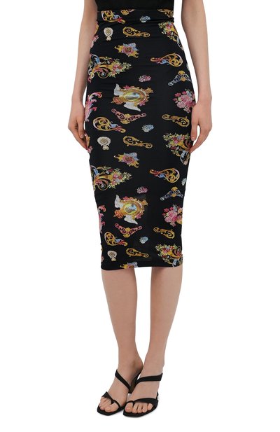 Юбка из вискозы VERSACE JEANS COUTURE черного цвета по цене 21400 руб., арт. A9HWA330-WDP816/S0020, фото 3 Юбка из вискозы VERSACE JEANS COUTURE, арт. A9HWA330-WDP816/S0020, фото 3