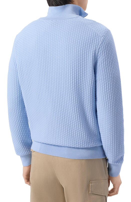 Хлопковый джемпер BOSS 50555118 Голубой  50555118 Фото 4