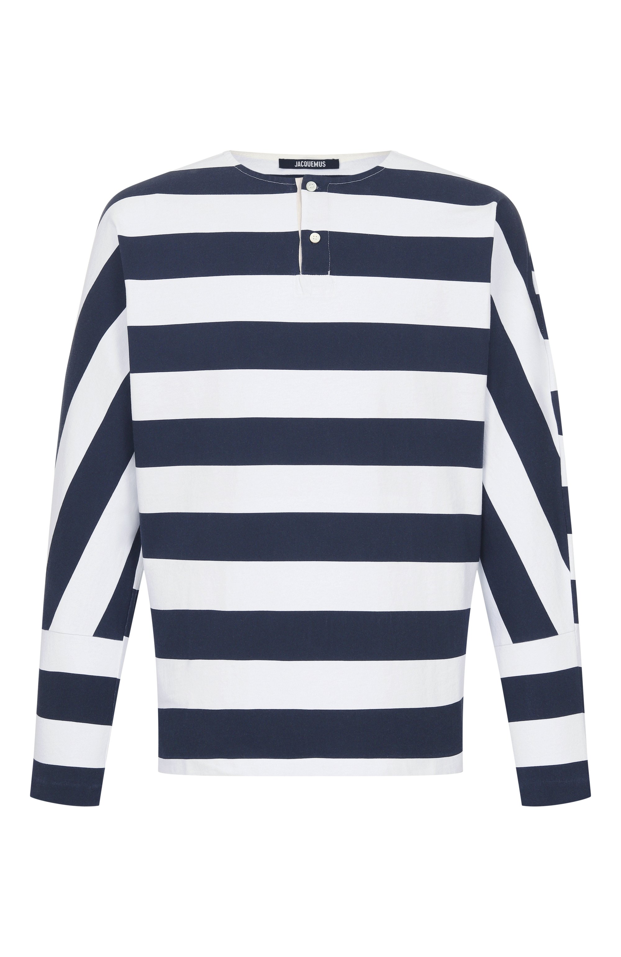 Хлопковый лонгслив JACQUEMUS синего цвета по цене 42450 руб., арт. 26ETSM00594/AJ00045, фото 1 Хлопковый лонгслив JACQUEMUS, арт. 26ETSM00594/AJ00045, фото 1