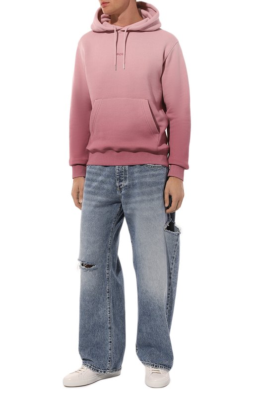 Хлопковое худи BOSS Orange Розовый, фото 2