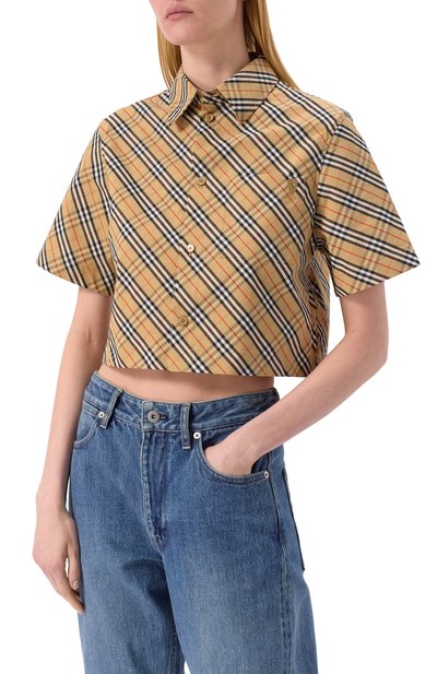 Хлопковая рубашка BURBERRY, арт. 8103544, фото 3