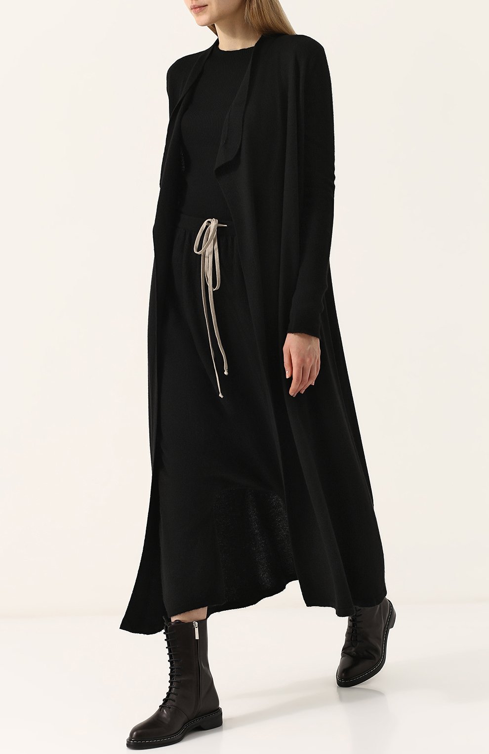 Однотонное кашемировое пальто с поясом RICK OWENS, арт. RP18S8603/WSB, фото 2