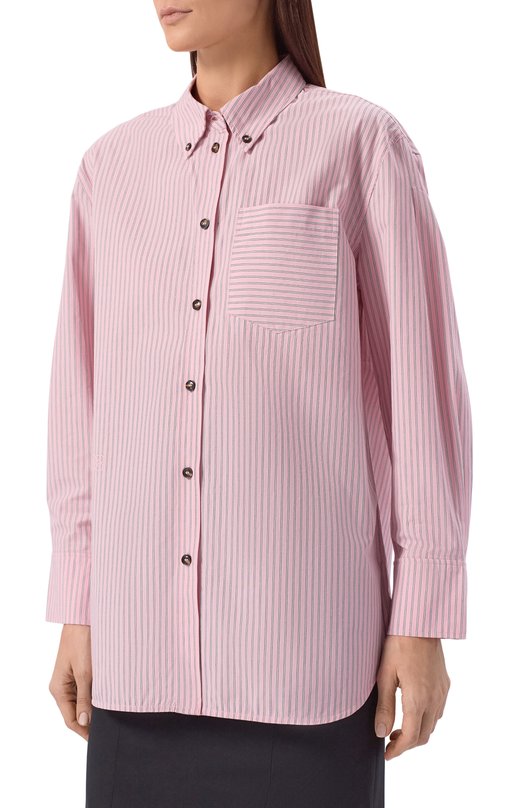 Хлопковая рубашка Ganni A1040070 Розовый  A1040070 Фото 3