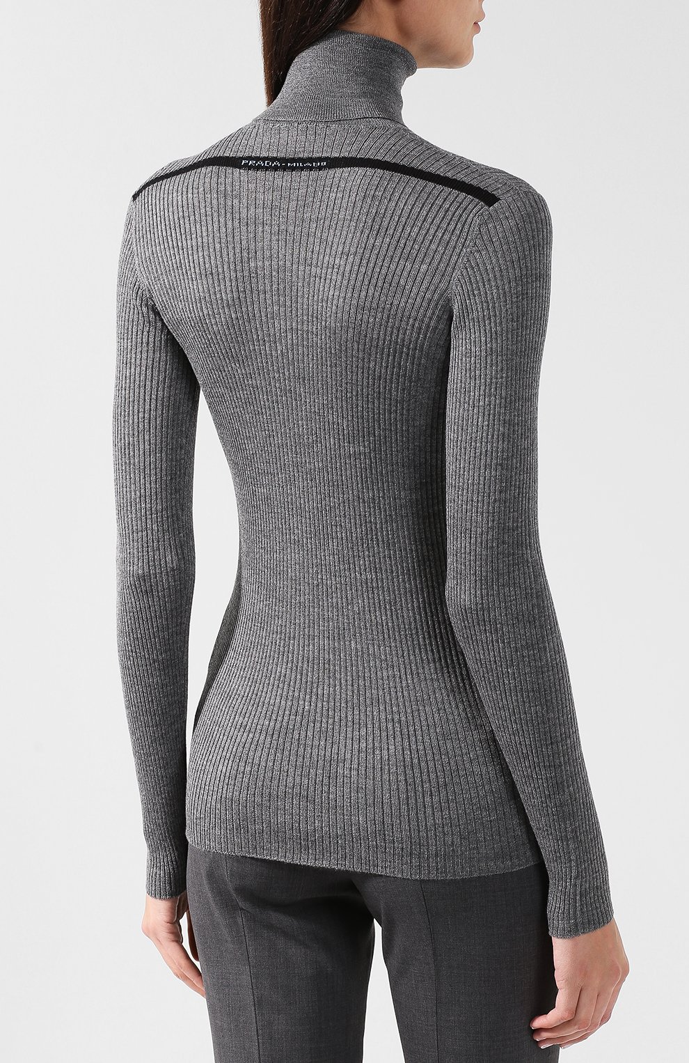 Однотонная водолазка из смеси шерсти и шелка PRADA, арт. P26295-1RZR-F0480, фото 4
