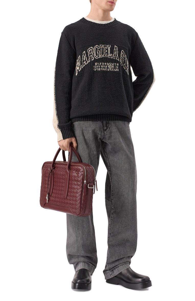Мужская портфель getaway large BOTTEGA VENETA бордового цвета, арт. 766361/V2HL1 | Фото 7 (Ремень/цепочка: На ремешке; Размер: large; Материал: Натуральная кожа; Сумки-технические: Портфели)