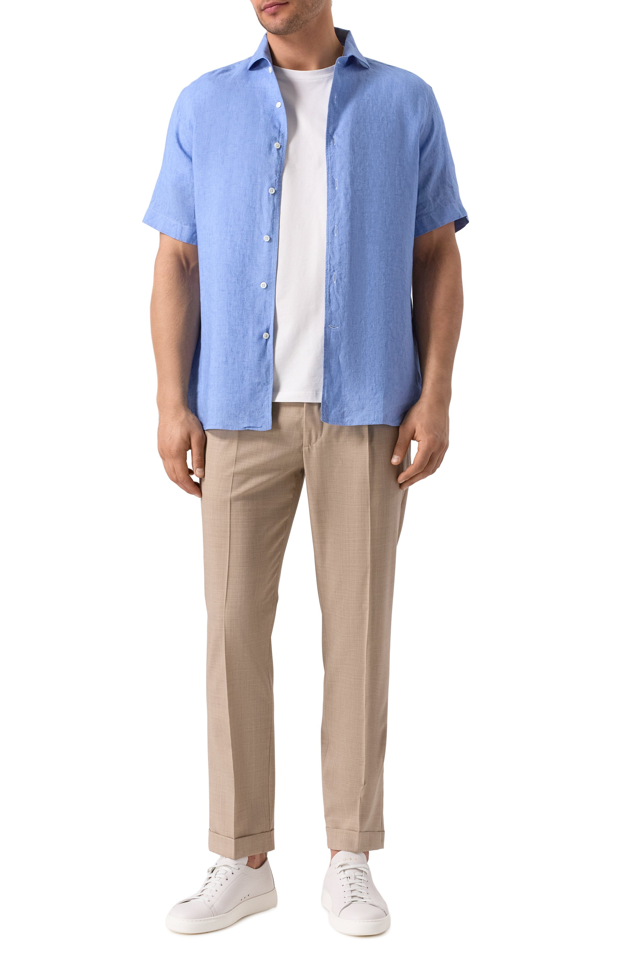 Льняная рубашка CORNELIANI голубого цвета по цене 38800 руб., арт. 25I126-2511334, фото 2 Льняная рубашка CORNELIANI, арт. 25I126-2511334, фото 2