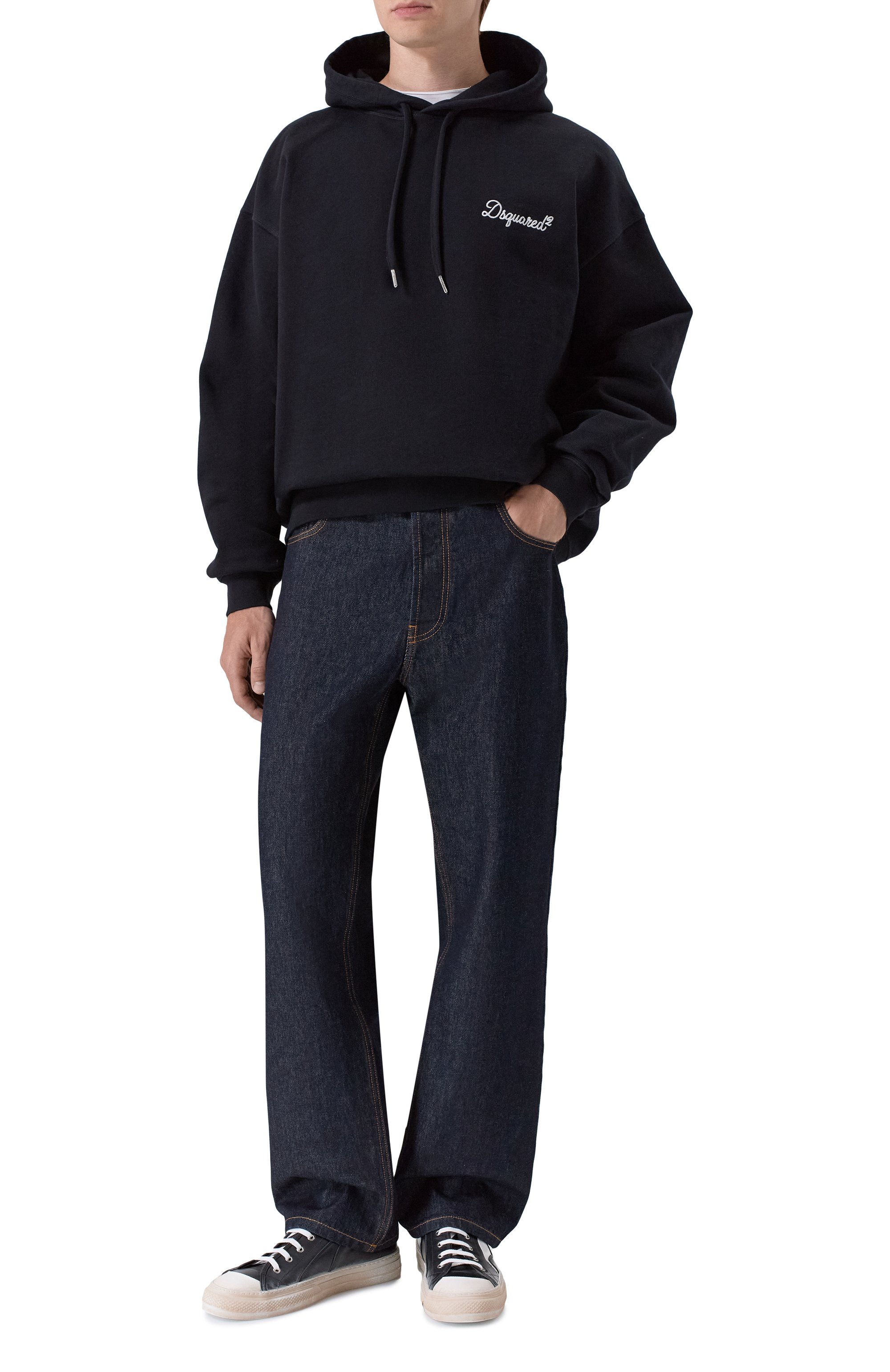 Хлопковое худи DSQUARED2 черного цвета по цене 55750 руб., арт. S74GU0929/D25029, фото 2 Хлопковое худи DSQUARED2, арт. S74GU0929/D25029, фото 2