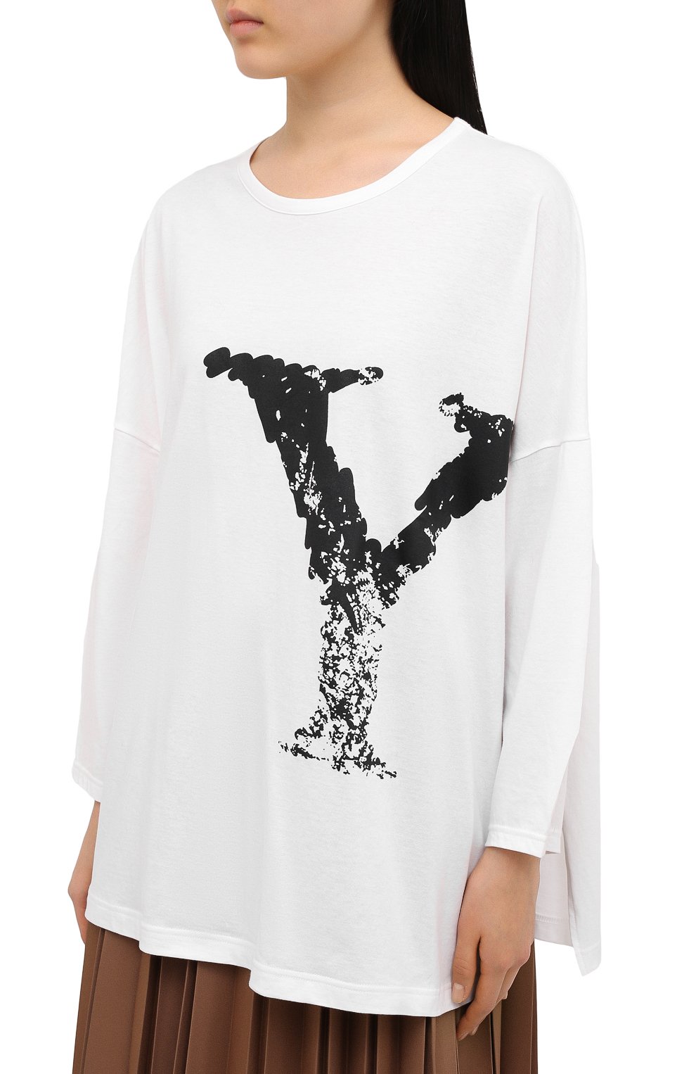 Хлопковый лонгслив YOHJI YAMAMOTO белого цвета по цене 34950 руб., арт. NR-T61-077, фото 3 Хлопковый лонгслив YOHJI YAMAMOTO, арт. NR-T61-077, фото 3