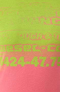 Женская хлопковая футболка DIESEL розового цвета, арт. A17611/0AGRI | Фото 6 (Длина (для топов): Стандартные; Материал сплава: Проставлено; Материал внешний: Хлопок; Рукава: Короткие; Драгоценные камни: Проставле�но; Принт: С принтом; Стили: Гранж)