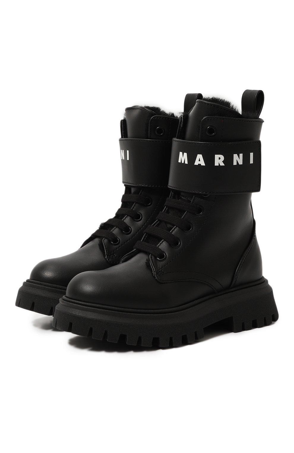 Кожаные ботинки MARNI черного цвета по цене 32550 руб., арт. 75368/28-35, фото 1 Кожаные ботинки MARNI, арт. 75368/28-35, фото 1