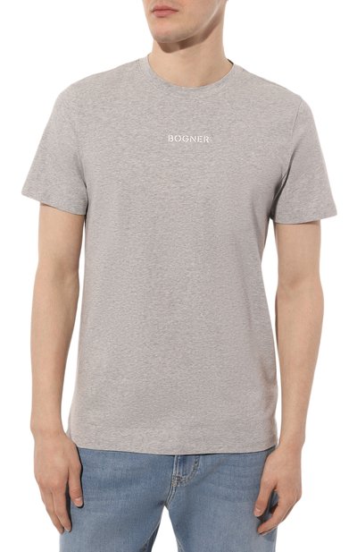 Хлопковая футболка BOGNER светло-серого цвета по цене 11600 руб., арт. 58446604, фото 3 Хлопковая футболка BOGNER, арт. 58446604, фото 3