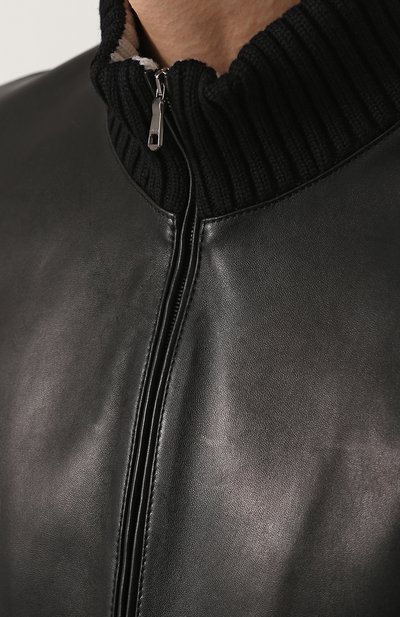 Кожаный бомбер на молнии с воротником-стойкой GUCCI, арт. 408378/XG136, фото 5