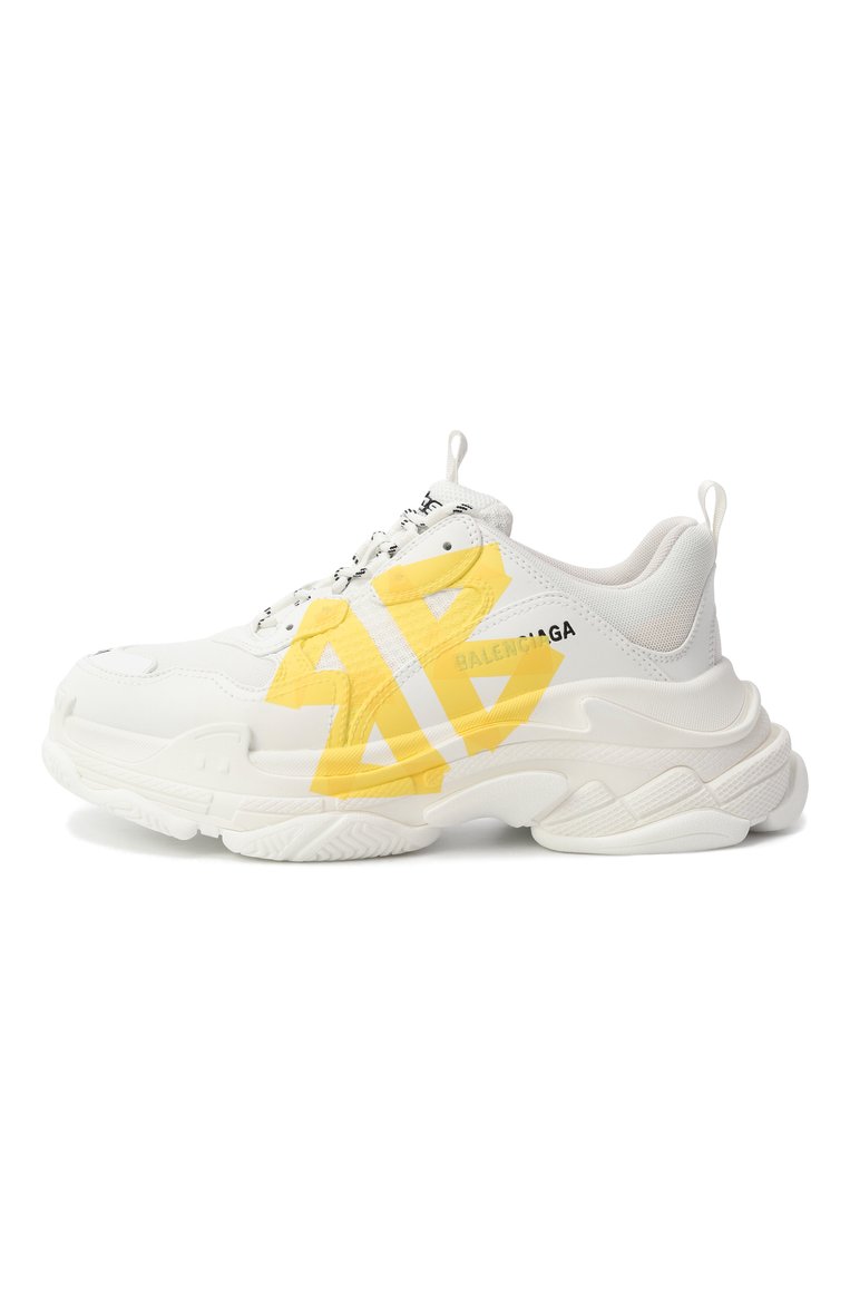 Женские комбинированные кроссовки triple s BALENCIAGA белого цвета, арт. 524039/WTRST | Фото 4 (Материал внешний: Текстиль, Экокожа; Подошва: Платформа; Автоматизация ТО: Проставлено; Материал внутренний: Текстиль; Автоматизация состава: Проставлено; Стили: Кэжуэл; Кросс-КТ: Низкие; Материал утеплителя: Без утеплителя)