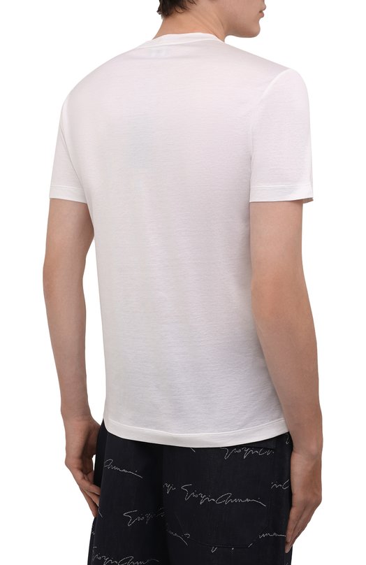 Футболка из шелка и хлопка Giorgio Armani 3KSM77/SJZHZ Белый  3KSM77/SJZHZ Фото 4