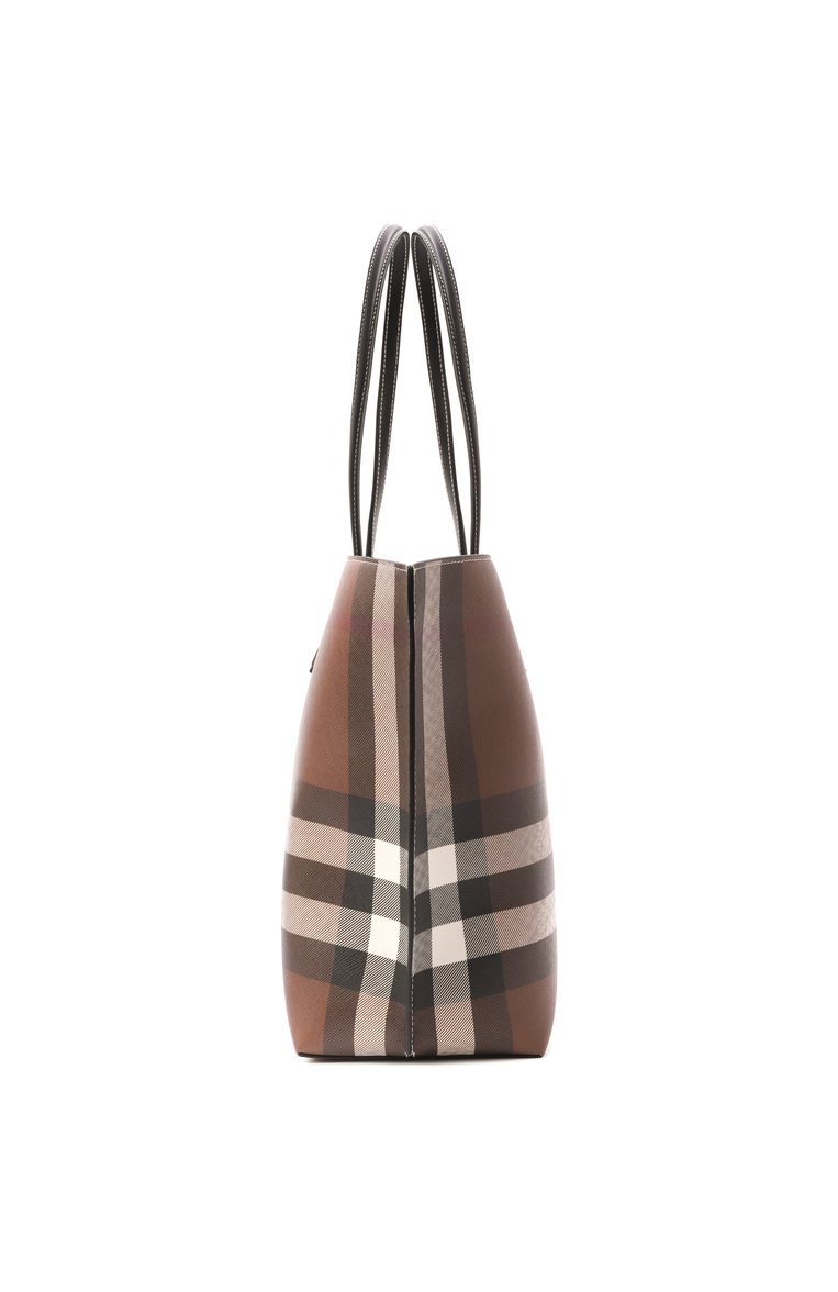 Женская сумка-тоут BURBERRY темно-коричневого цвета, арт. 8069659 | Фото 4 (Размер: medium; Материал: Текстиль, Экокожа; Автоматизация ТО: Проставлено; Автоматизация состава: Проставлено)