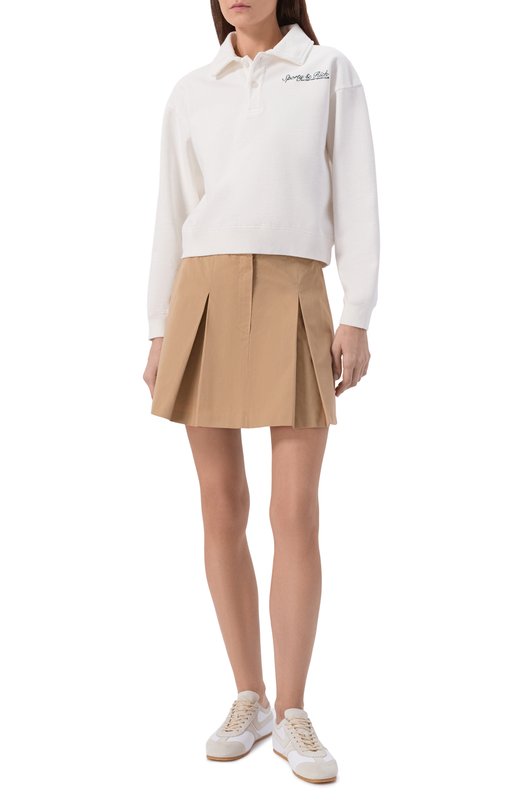 Хлопковая юбка Sporty and Rich SKAW237CR Бежевый  SKAW237CR Фото 2