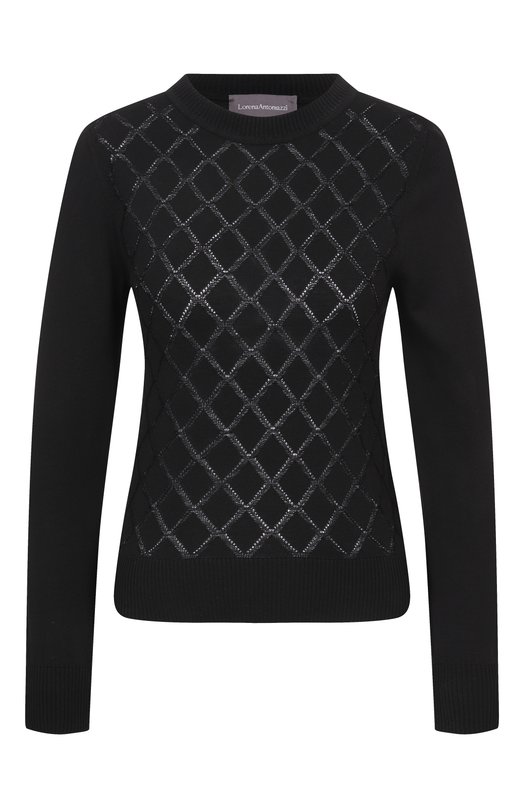 Хлопковый пуловер Lorena Antoniazzi P26113GM43A/1329 Чёрный P26113GM43A/1329