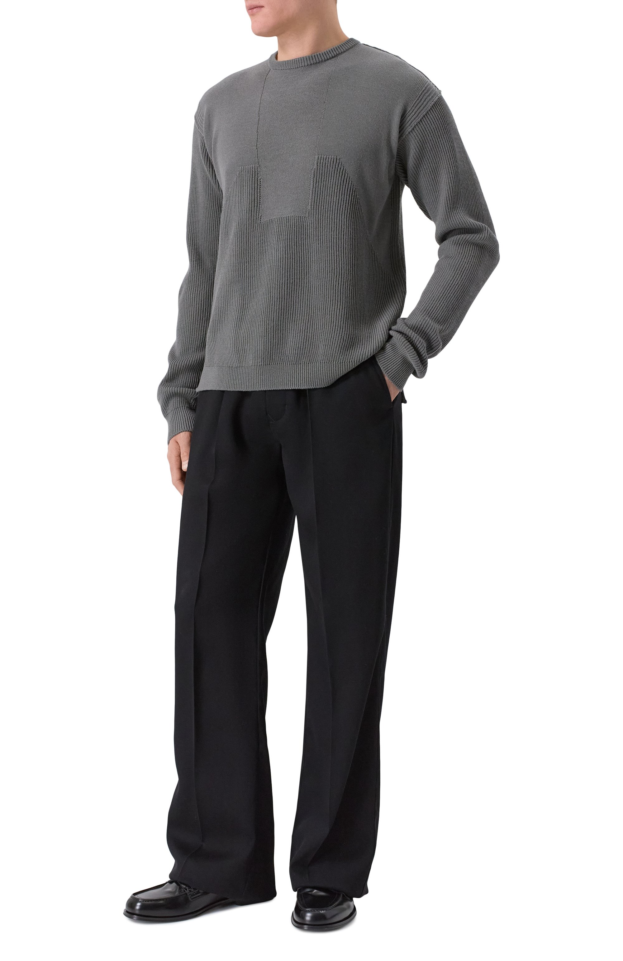 Шерстяной свитер RICK OWENS серого цвета по цене 114000 руб., арт. RU01F2615/KWVH, фото 2 Шерстяной свитер RICK OWENS, арт. RU01F2615/KWVH, фото 2