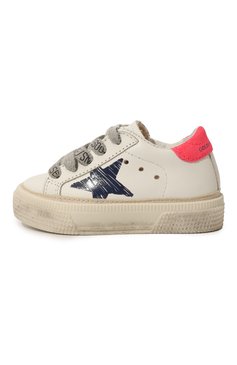 Детские кожаные кеды may GOLDEN GOOSE DELUXE BRAND белого цвета, арт. GJF00299.F003298 | Фото 2 (Девочки Кросс-КТ: Обувь-низкие; Материал внутренний: Натуральная кожа; Материал сплава: Проставлено; Нос: Не проставлено)