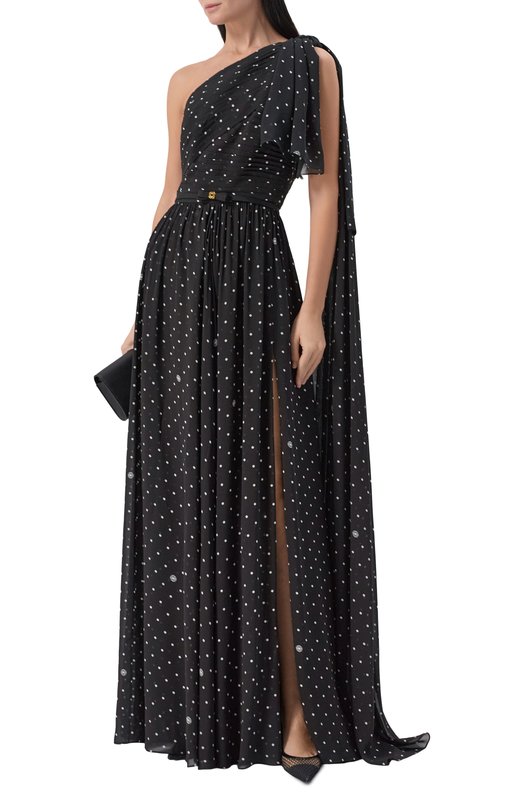 Платье из вискозы и шелка Elie Saab D1009PR26/SI001 Чёрно-белый  D1009PR26/SI001 Фото 2