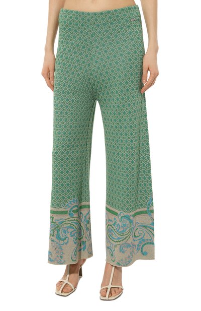 Брюки из вискозы LIU JO зеленого цвета по цене 22450 руб., арт. WA3519 MA587, фото 3 Брюки из вискозы LIU JO, арт. WA3519 MA587, фото 3