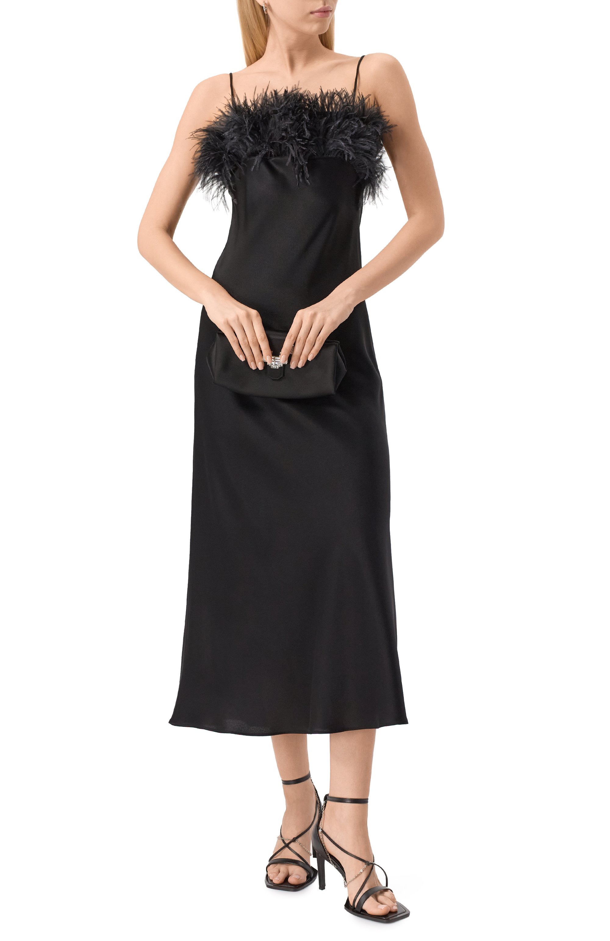 Атласное платье с отделкой перьями ANTONELLI FIRENZE, арт. L6735N/794, фото 2