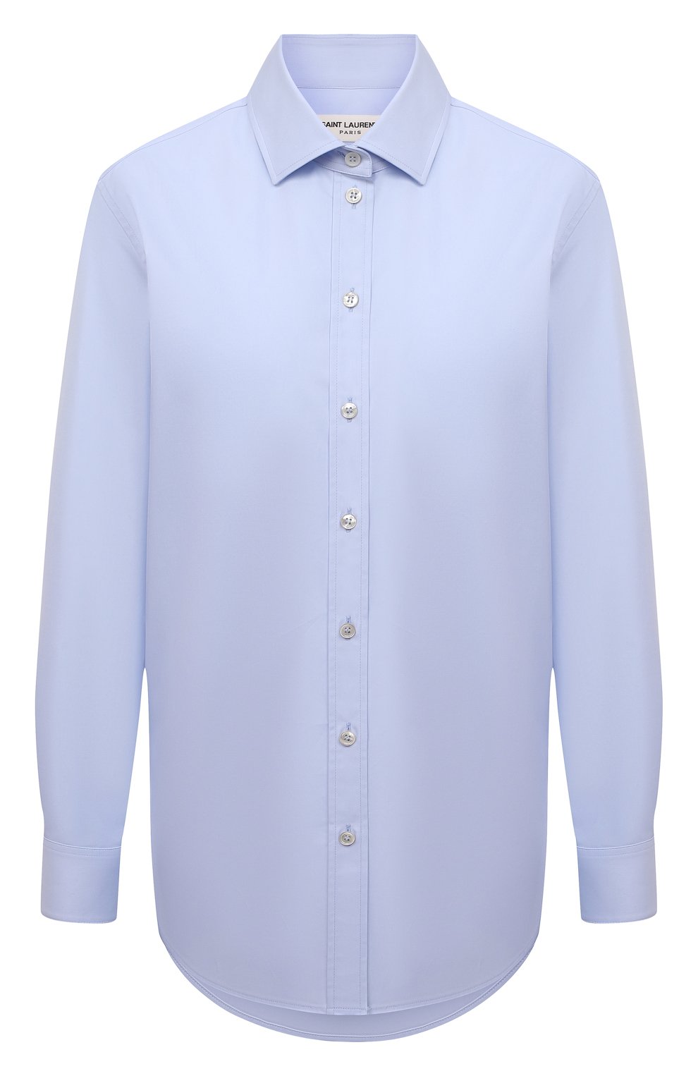 Хлопковая рубашка SAINT LAURENT голубого цвета по цене 66950 руб., арт. 648682/Y165R, фото 1 Хлопковая рубашка SAINT LAURENT, арт. 648682/Y165R, фото 1
